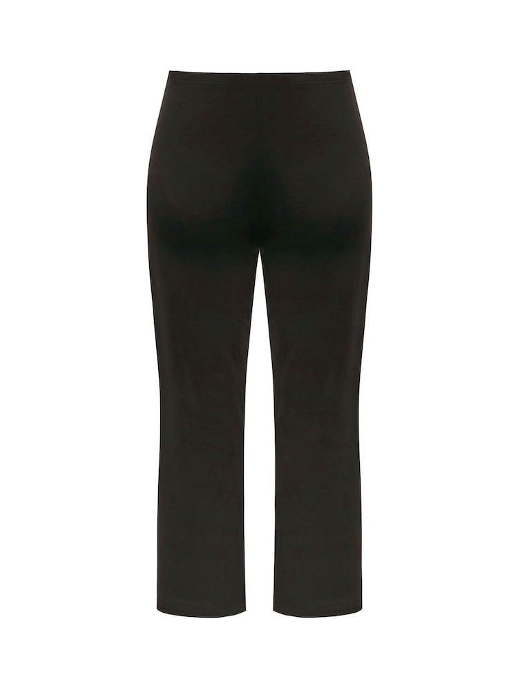 Yours Curve Black Pull On Wide Leg Stretch Trousers - Image 6 of 6