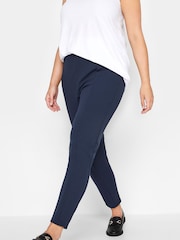 Yours Curve Blue Stretch Tapered Trousers - Image 1 of 5