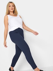 Yours Curve Blue Stretch Tapered Trousers - Image 2 of 5