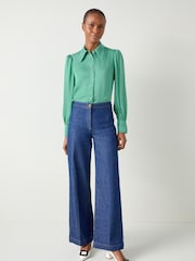 LK Bennett Light Green Sonya Satin Crepe Blouse - Image 1 of 5