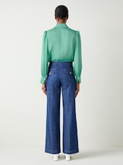 LK Bennett Light Green Sonya Satin Crepe Blouse - Image 2 of 5