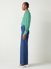 LK Bennett Light Green Sonya Satin Crepe Blouse - Image 3 of 5