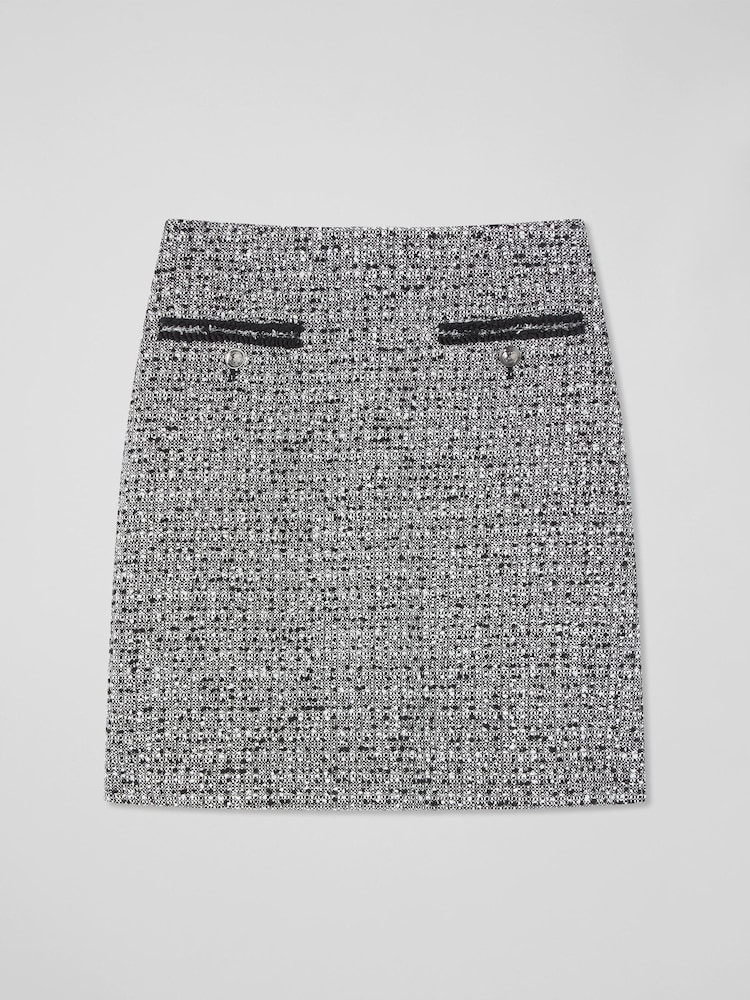 LK Bennett Black/Ivory Charlie Tweed and Trim Skirt - Image 4 of 4