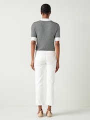 LK Bennett Cream Nancy Stripe Contrast Collar Knit Top - Image 2 of 6