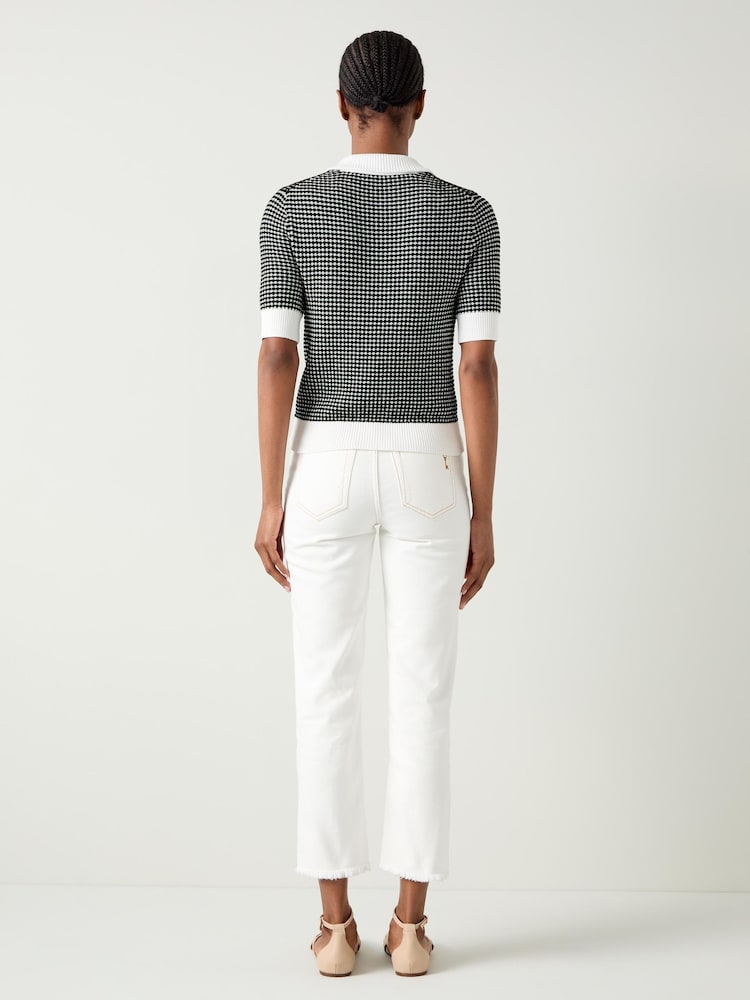 LK Bennett Cream Nancy Stripe Contrast Collar Knit Top - Image 2 of 6