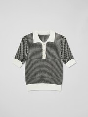 LK Bennett Cream Nancy Stripe Contrast Collar Knit Top - Image 6 of 6