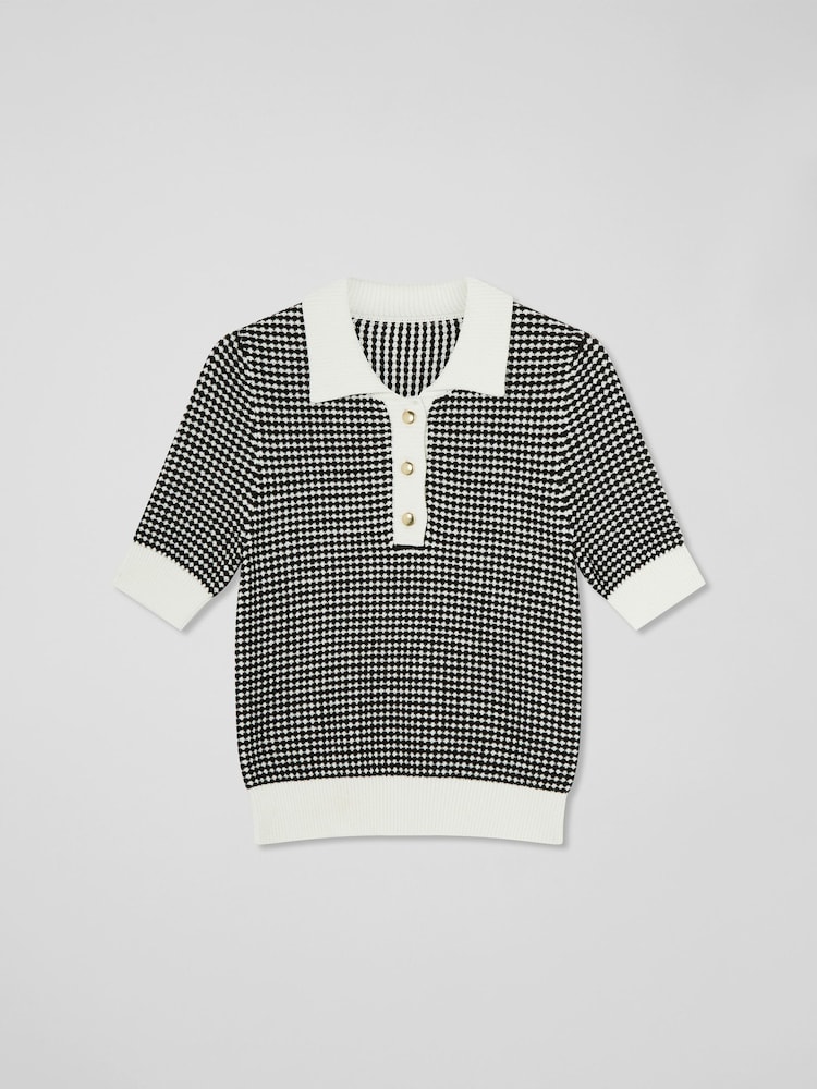 LK Bennett Cream Nancy Stripe Contrast Collar Knit Top - Image 6 of 6 LK Bennett Cream Nancy Stripe Contrast Collar Knit Top - Image 6 of 6