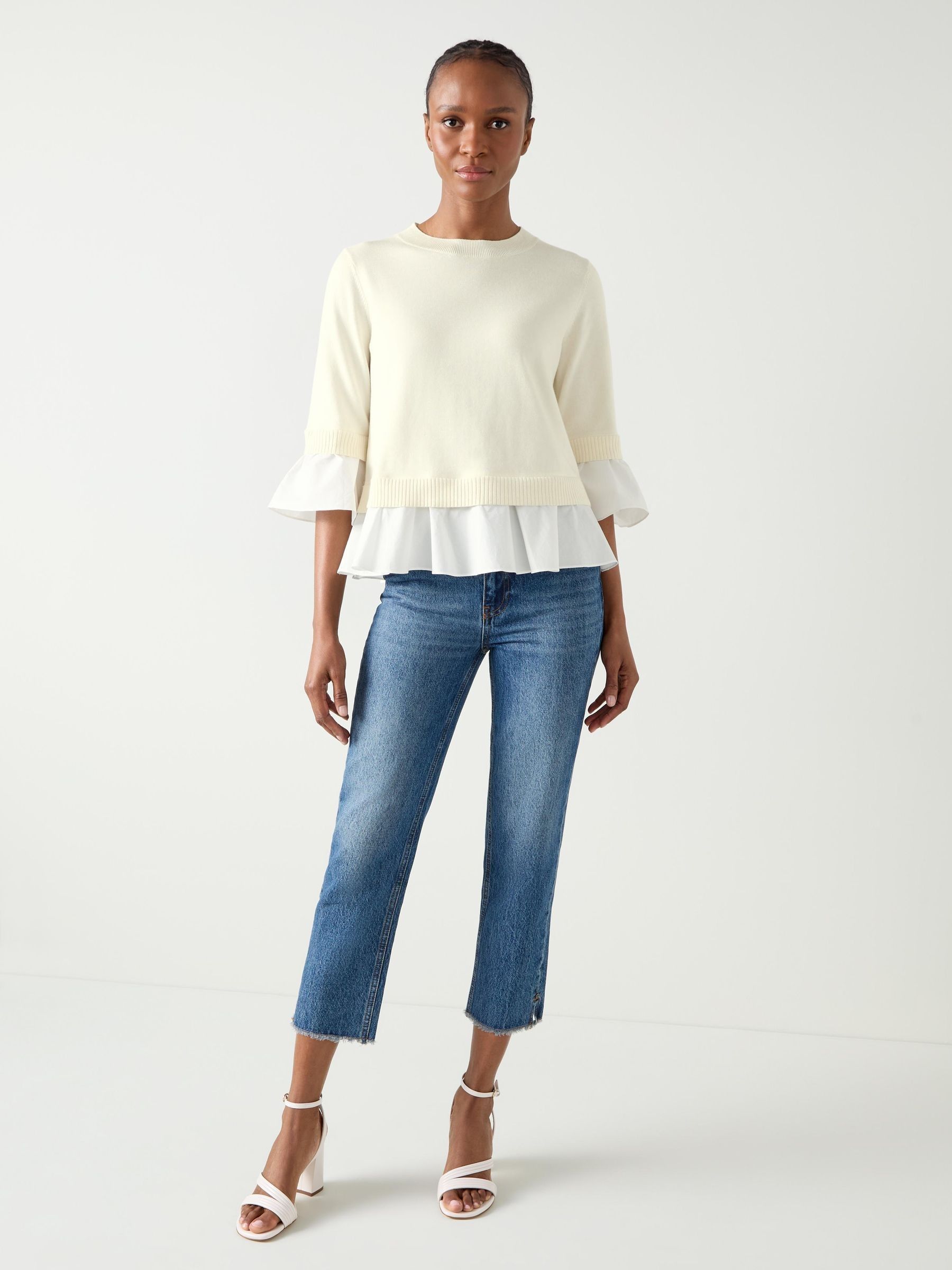Buy LK Bennett Cream Maisie Poplin Frill Trim Jumper from Next Luxembourg