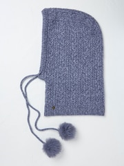 FatFace Navy Cable Knit Hood Hat - Image 1 of 2
