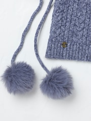FatFace Navy Cable Knit Hood Hat - Image 2 of 2
