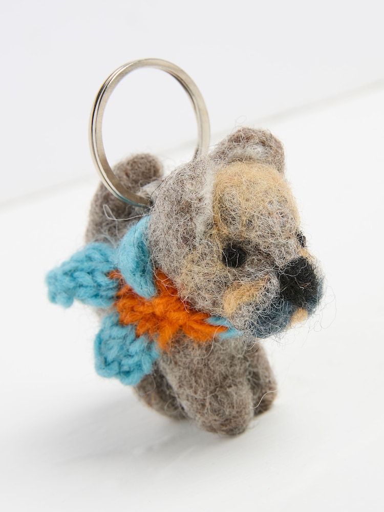 FatFace Grey Felix the Frenchie Felt Keyring - Image 1 of 2