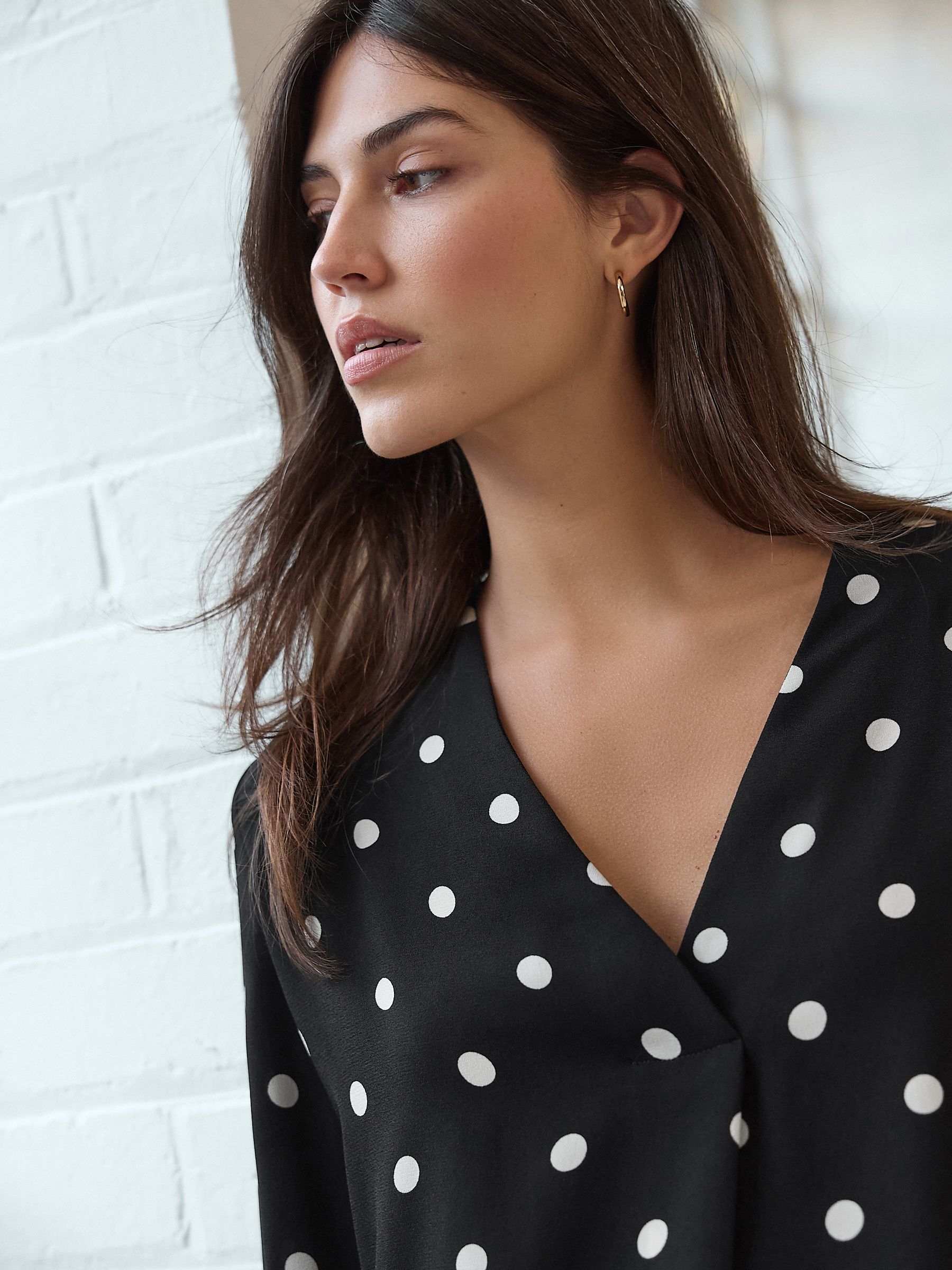 Ritz Black Spot V Neck Blouse