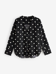 Zwart-wit met stippen - Relaxed Fit Long Sleeve Overhead V-Neck Blouse - Image 5 of 7