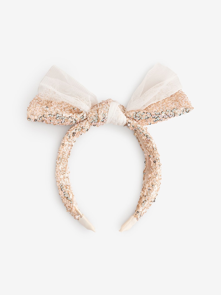 Billieblush Gold Sequin Party Occasion Bow Headband Accessory - Image 1 of 1