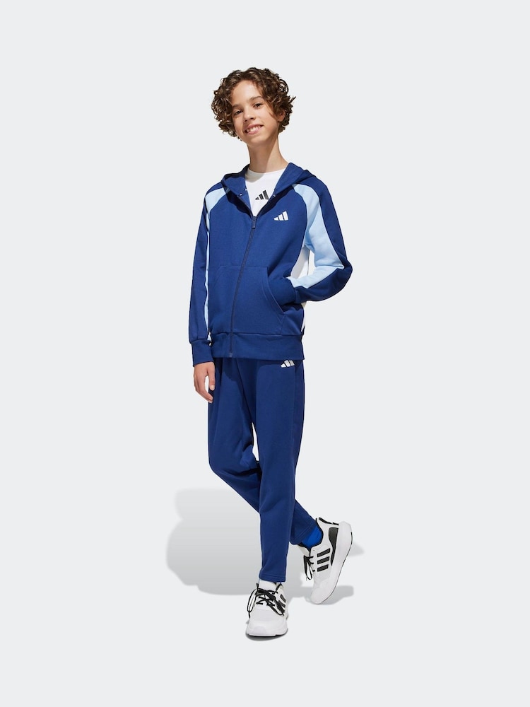 أزرق - بدلة رياضية من قماش فليس بألوان متعارضة من Adidas - صورة 1 من 8