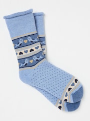 FatFace Kids Blue Shelter Wilson the Whale Cosy Socks - Image 1 of 2