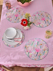Lucy Tiffney Set of 4 Pink/Green Matte Finish Cork Placemats - Image 1 of 3