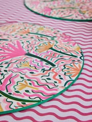 Lucy Tiffney Set of 4 Pink/Green Matte Finish Cork Placemats - Image 2 of 3