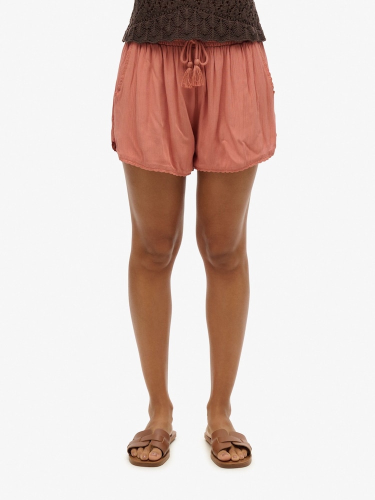 Superdry Pink 100% Cotton Beach Shorts - Image 1 of 4