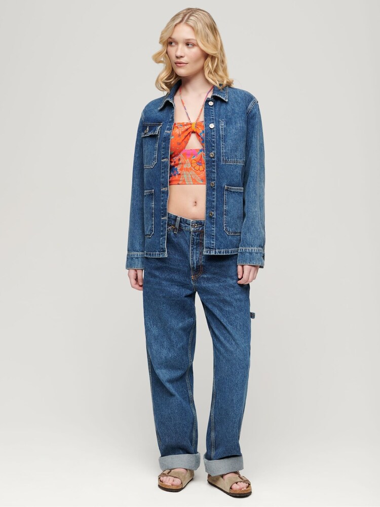 Superdry Orange Crop Cut 100% Cotton Out Woven Top - Image 2 of 3