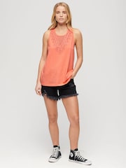 Superdry Pink 100% Cotton Jersey Lace Vest - Image 2 of 3