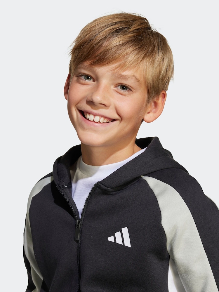 adidas Black Colour Block Fleece Tracksuit - Image 3 of 7