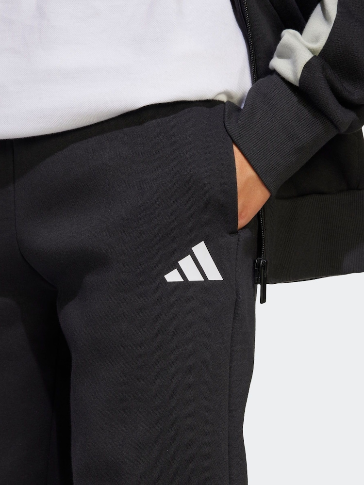adidas Black Colour Block Fleece Tracksuit - Image 4 of 7