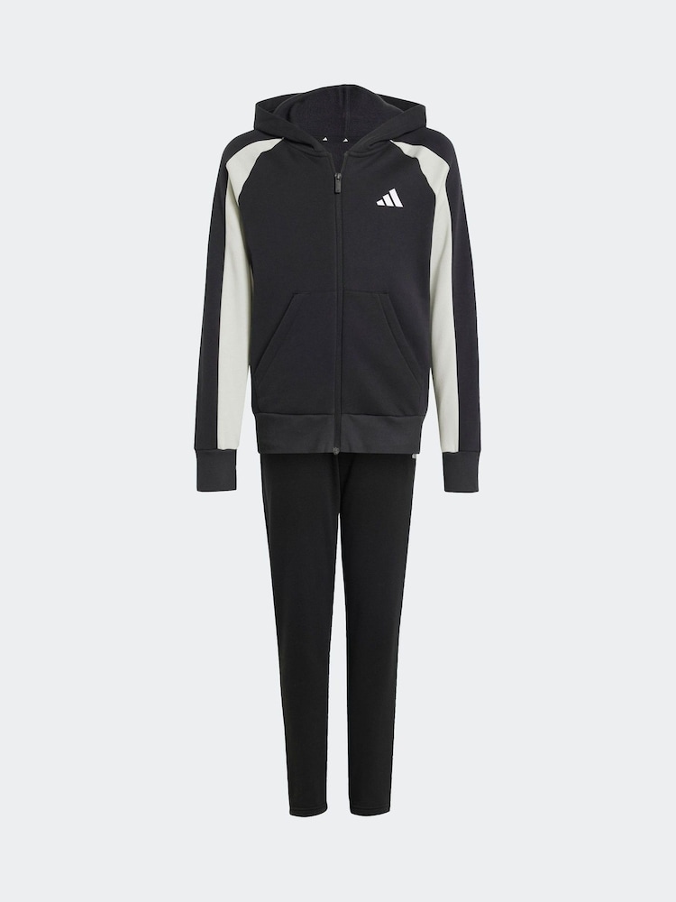 adidas Black Colour Block Fleece Tracksuit - Image 5 of 7