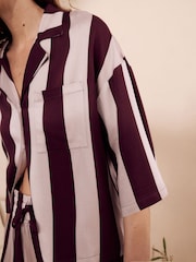 Berry Stripe Button Through Short Set Pyjamas - Image 7 of 7
