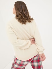 FatFace Ivory Christmas Graphic Crew Sweat Top - Image 7 of 9