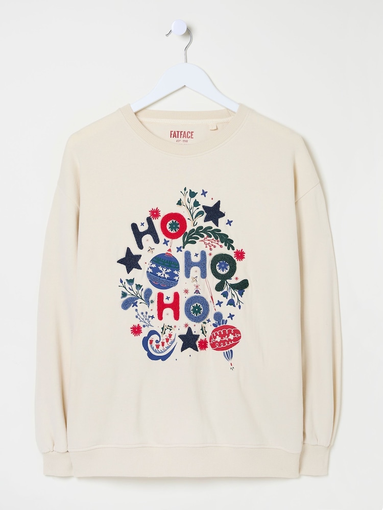 FatFace Ivory Christmas Graphic Crew Sweat Top - Image 9 of 9 FatFace Ivory Christmas Graphic Crew Sweat Top - Image 9 of 9