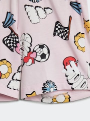adidas Pink Essentials Fun All-Over Print 100% Cotton Shorts and T-Shirt Set - Image 7 of 7