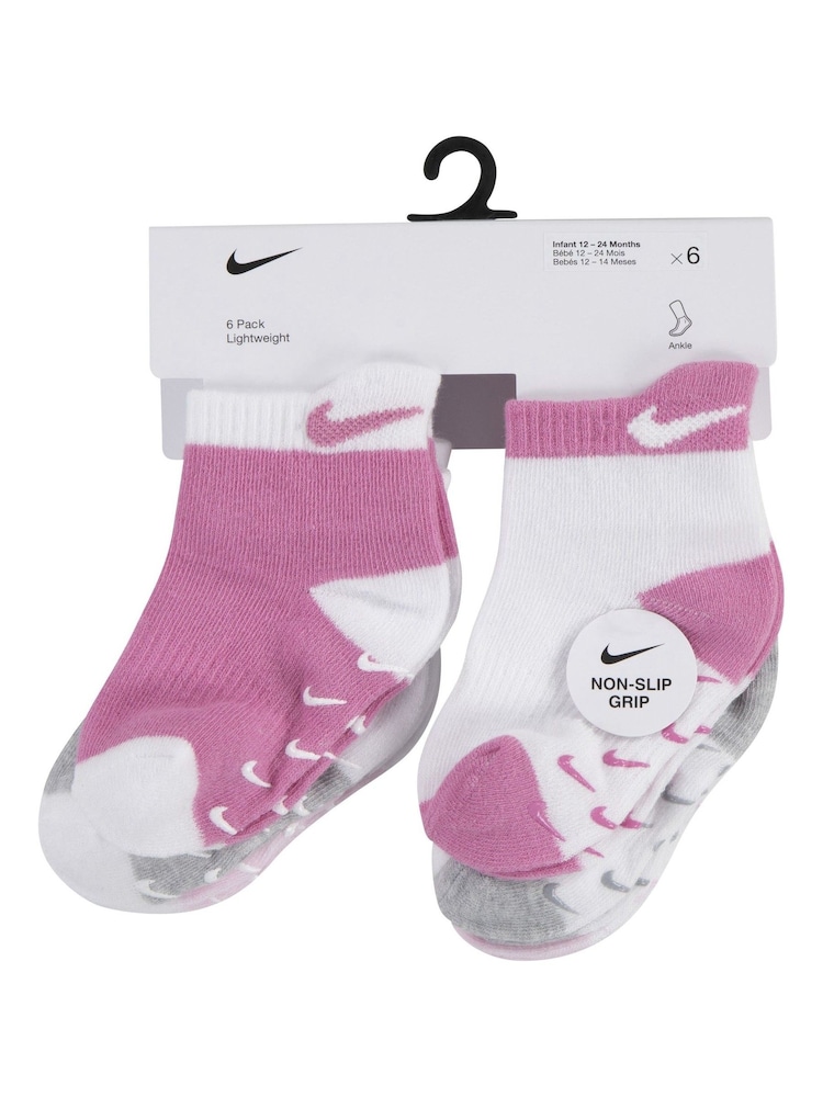 Nike Pink Kids Little Pull Tab 6 Pack Quater Socks - Image 10 of 11