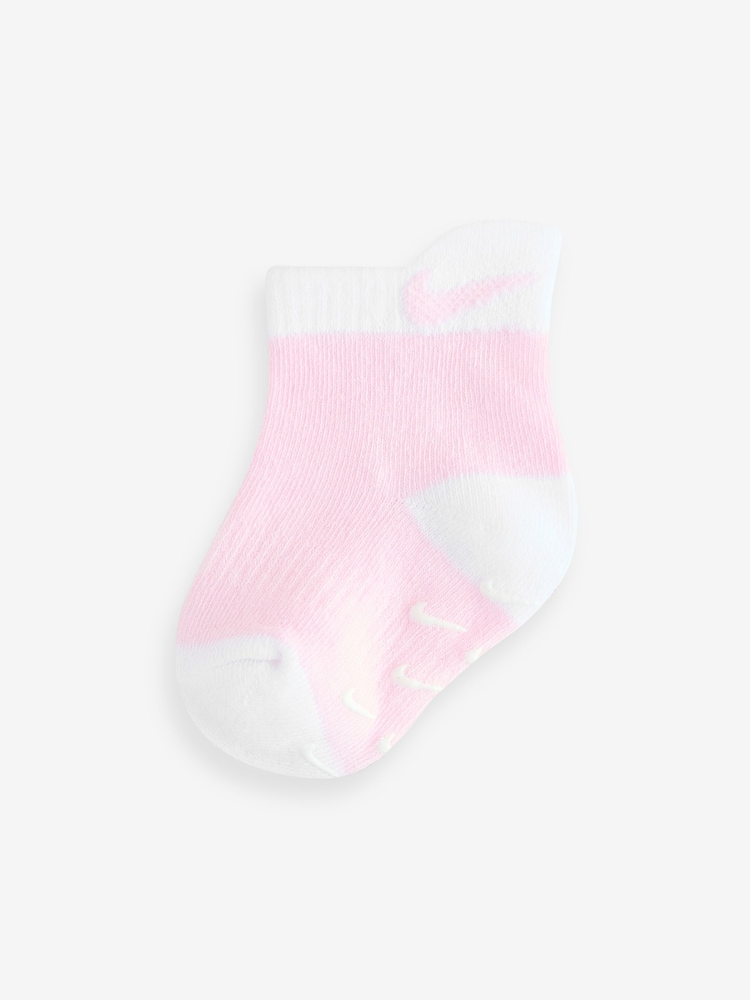 Nike Pink Kids Little Pull Tab 6 Pack Quater Socks - Image 6 of 11