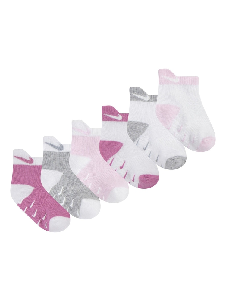 Nike Pink Kids Little Pull Tab 6 Pack Quater Socks - Image 8 of 11