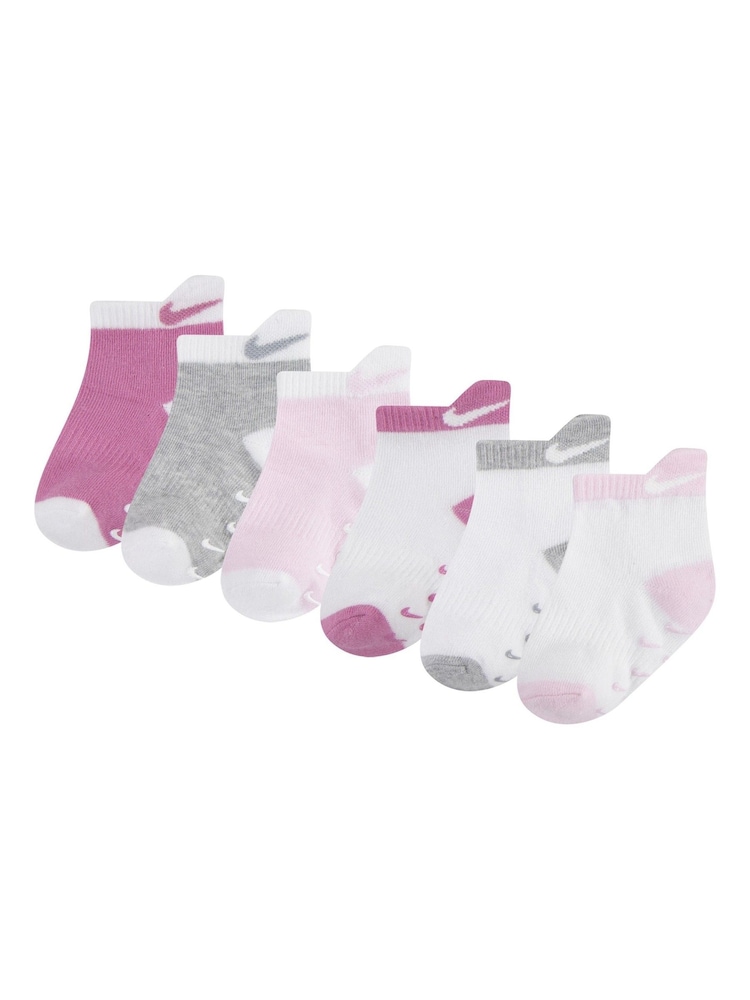 Nike Pink Kids Little Pull Tab 6 Pack Quater Socks - Image 9 of 11
