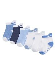 Nike Blue Kids Little Pull Tab 6 Pack Quater Socks - Image 1 of 4
