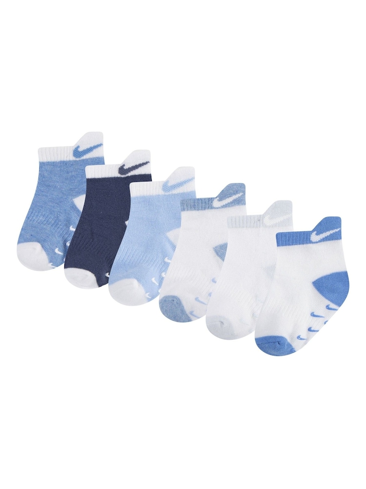 Nike Blue Kids Little Pull Tab 6 Pack Quater Socks - Image 1 of 4