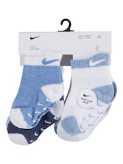 Nike Blue Kids Little Pull Tab 6 Pack Quater Socks - Image 2 of 4