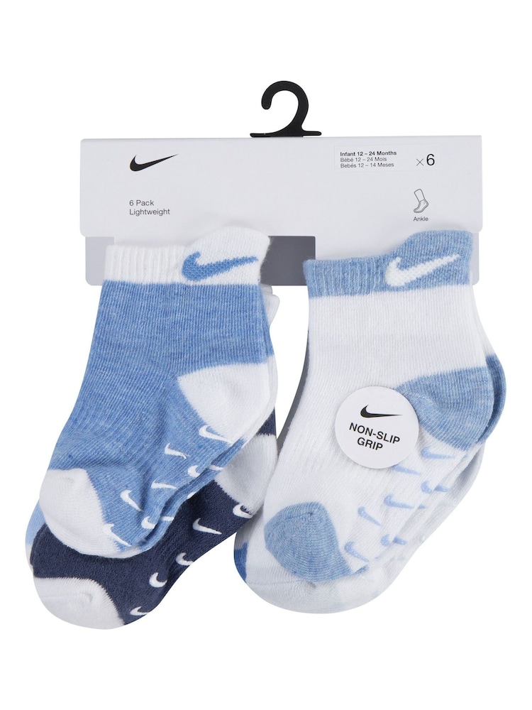 Nike Blue Kids Little Pull Tab 6 Pack Quater Socks - Image 2 of 4