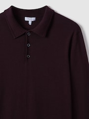 Reiss Dark Bordeaux Trafford Merino Wool Polo Shirt - Image 5 of 7