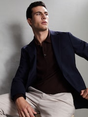 Reiss Dark Bordeaux Trafford Merino Wool Polo Shirt - Image 7 of 7
