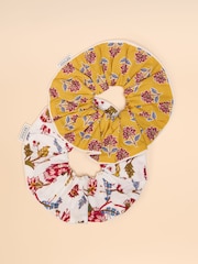 Joules Annika Yellow/White Pack of Two Scrunchies - Image 1 of 3