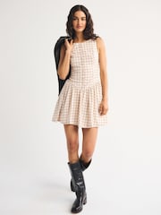 Abercrombie & Fitch White Check Plaid Mock Neck Maxi Dress - Image 1 of 5