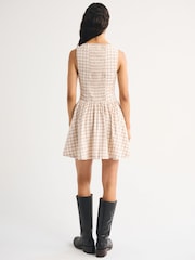 Abercrombie & Fitch White Check Plaid Mock Neck Maxi Dress - Image 2 of 5