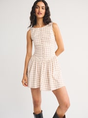 Abercrombie & Fitch White Check Plaid Mock Neck Maxi Dress - Image 3 of 5