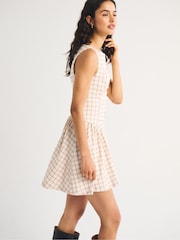 Abercrombie & Fitch White Check Plaid Mock Neck Maxi Dress - Image 4 of 5