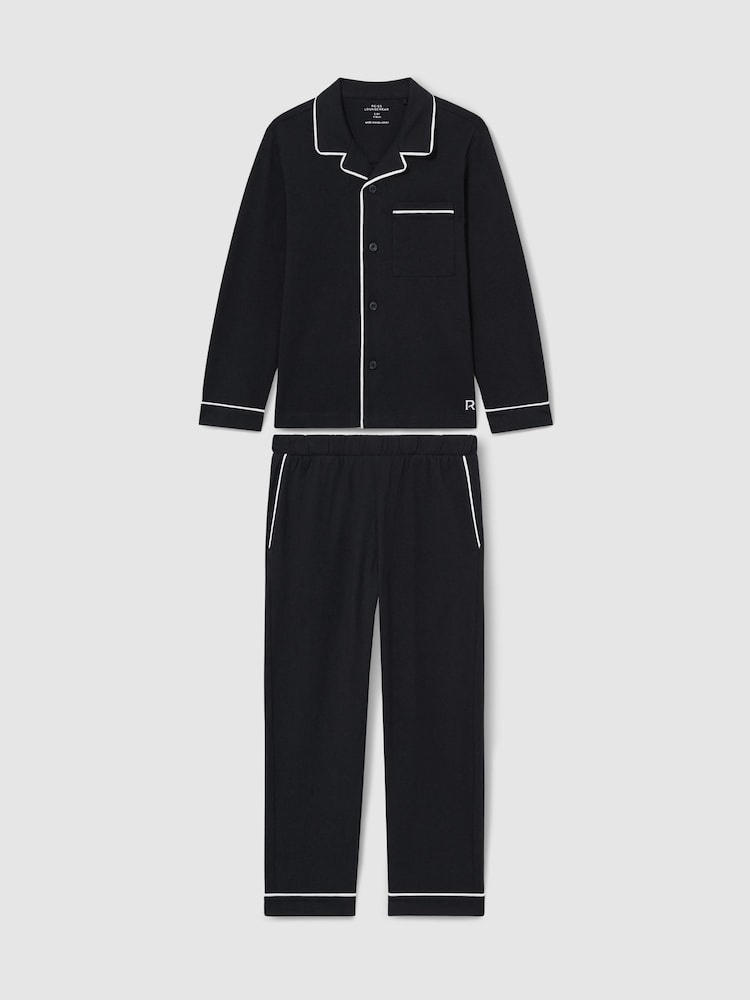 Комплект пижамы Reiss Myers Set из хлопка с начесом и кантом - Image 2 of 4