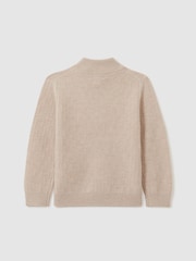 Reiss Oatmeal Chester 3-9 yrs Zipped Funnel-Neck Wool Jumper - Image 4 of 5