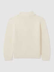 Reiss Off White Chester 3-9 yrs Zipped Funnel-Neck Wool Jumper - Image 2 of 3